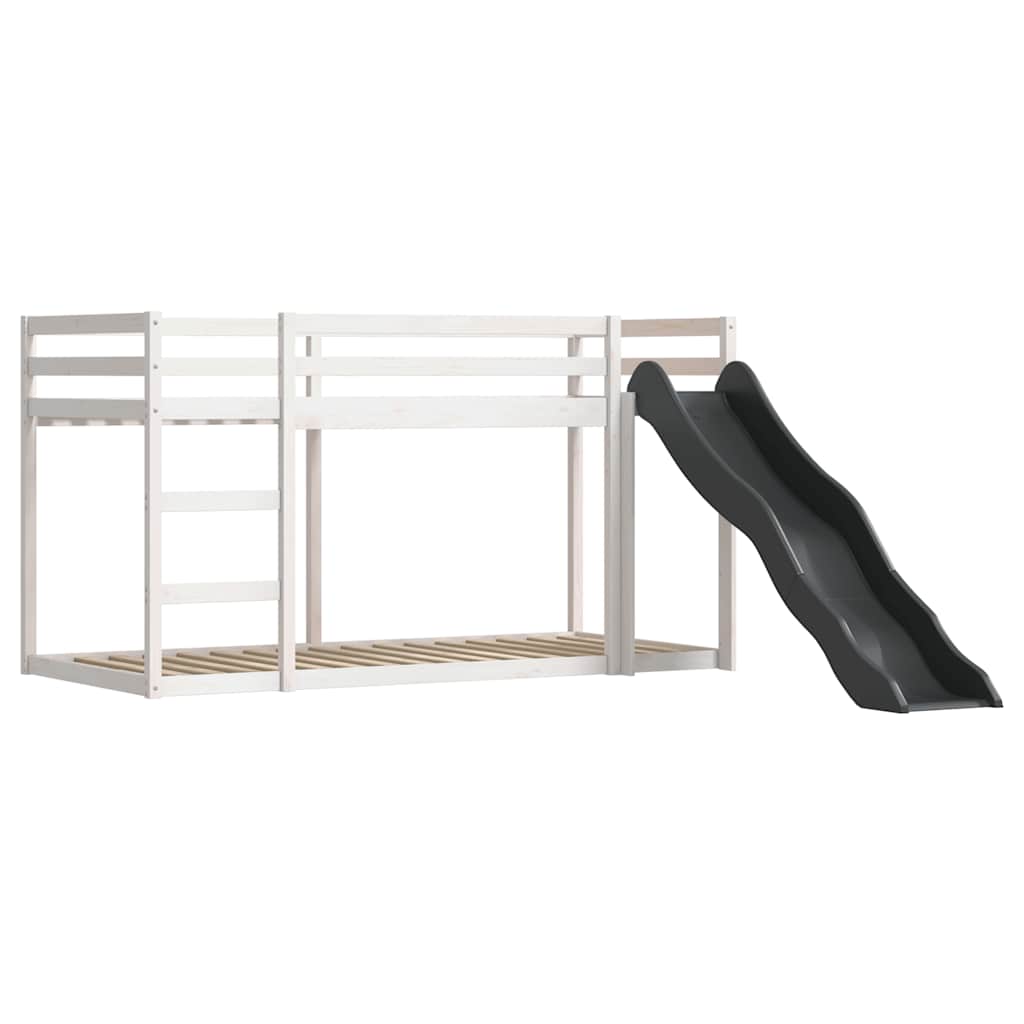 Bunk Bed without Mattress with Slide and Curtains Pink White and black 90 cm