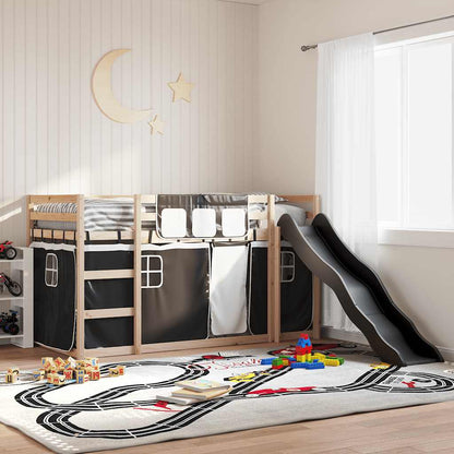 Bunk Bed without Mattress with Slide and Curtains Pink Black 80 cm