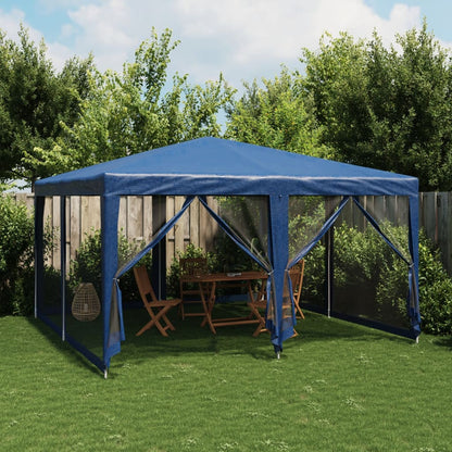 Party Tent with 8 Mesh Sidewalls HDPE with 8 Sidewalls Blue 4 m 4 m