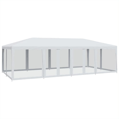 vidaXL Party Tent with 12 Mesh Sidewalls White 8x4 m HDPE 2