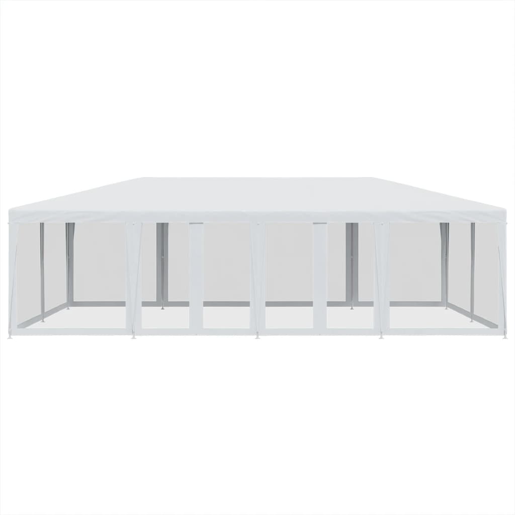 vidaXL Party Tent with 12 Mesh Sidewalls White 8x4 m HDPE 3