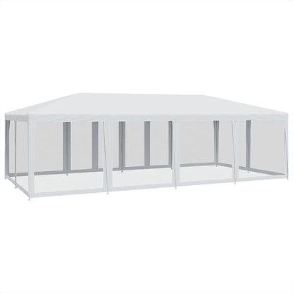 vidaXL Party Tent with 12 Mesh Sidewalls White 8x4 m HDPE 5