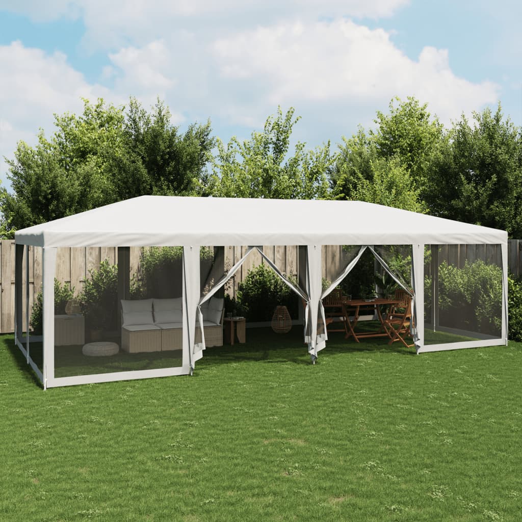 vidaXL Party Tent with 12 Mesh Sidewalls White 8x4 m HDPE 1