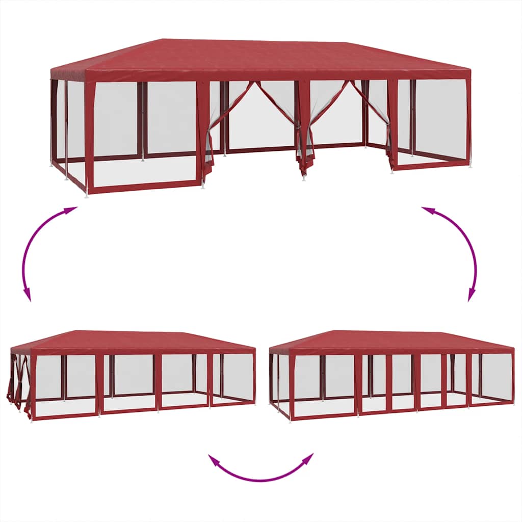 vidaXL Party Tent | Red | HDPE, powder-coated iron | 8x4 m 6