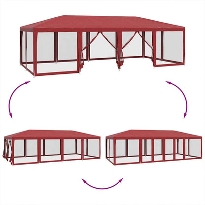 vidaXL Party Tent | Red | HDPE, powder-coated iron | 8x4 m 6