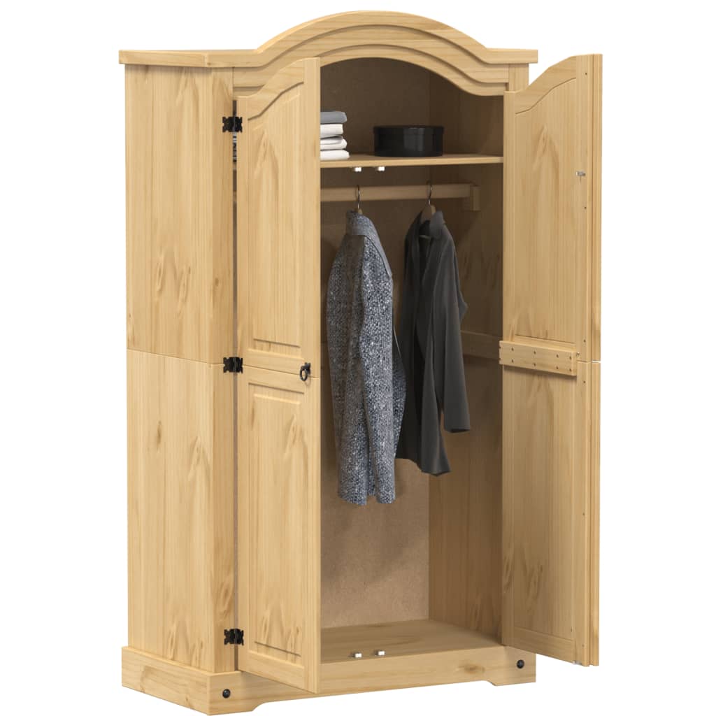 vidaXL Wardrobe "Corona" 102x52x186 cm Solid Wood Pine 3