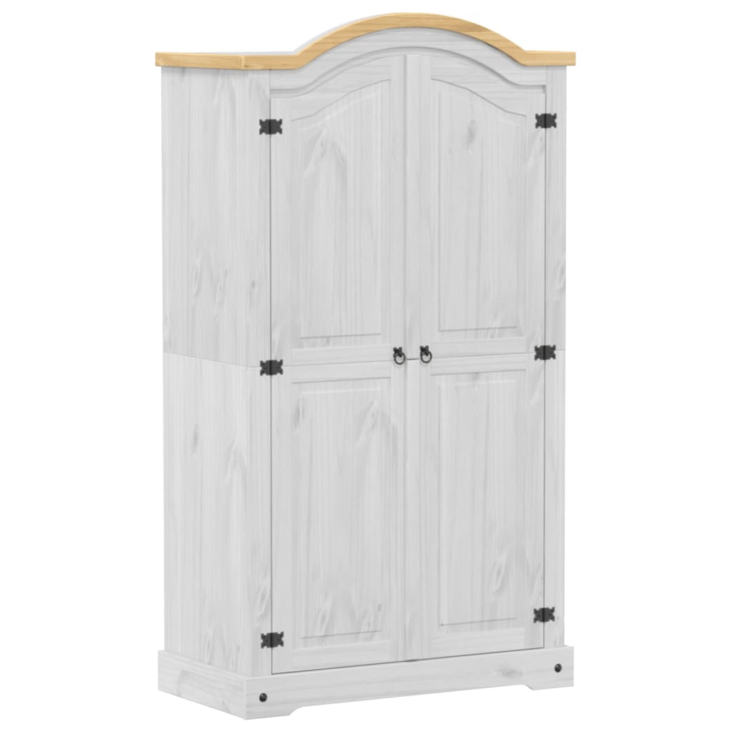 vidaXL Wardrobe "Corona" White 102x52x186 cm Solid Wood Pine 2