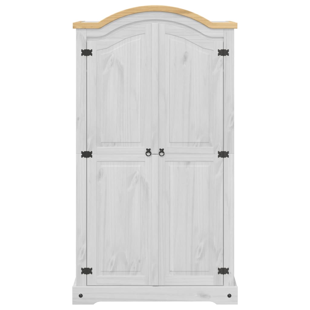 vidaXL Wardrobe "Corona" White 102x52x186 cm Solid Wood Pine 3