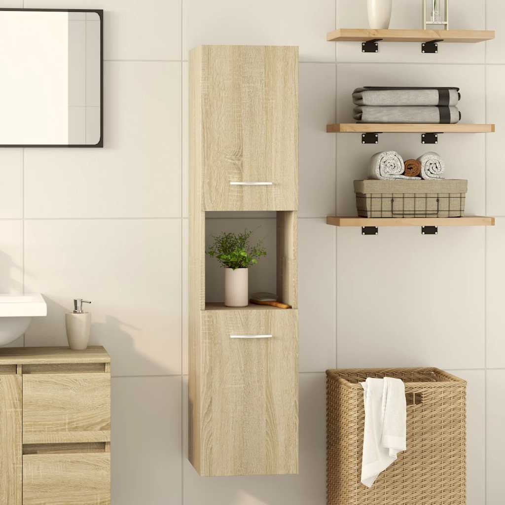 Bathroom Cabinet 30x30x130 cm Engineered Wood Sonoma oak