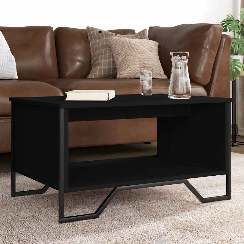 Coffee Table 75x51x40 cm Engineered Wood Black 75 cm