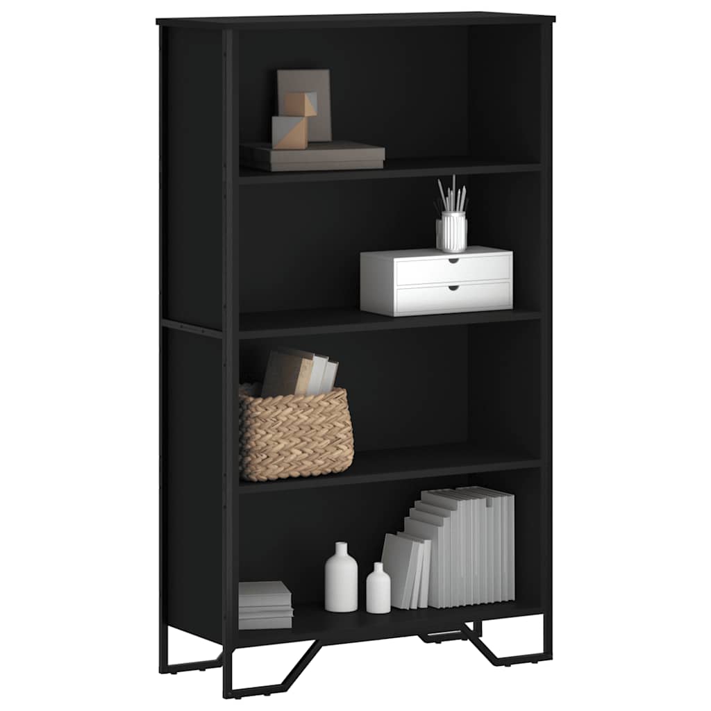 Bookcase 80x31x106 cm Engineered Wood Black 137.5 cm