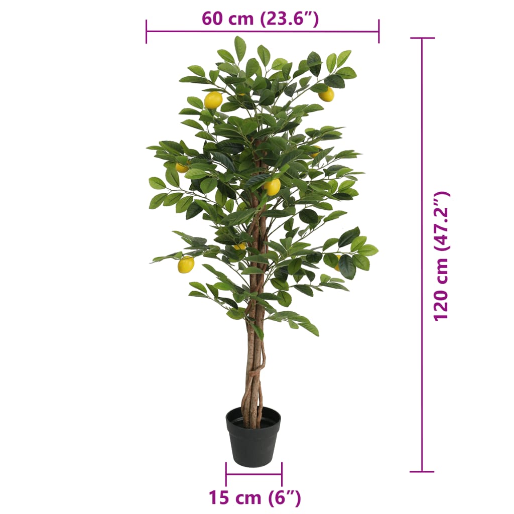 Artificial Lemon Tree with 3 Trunks Green PP 120 cm