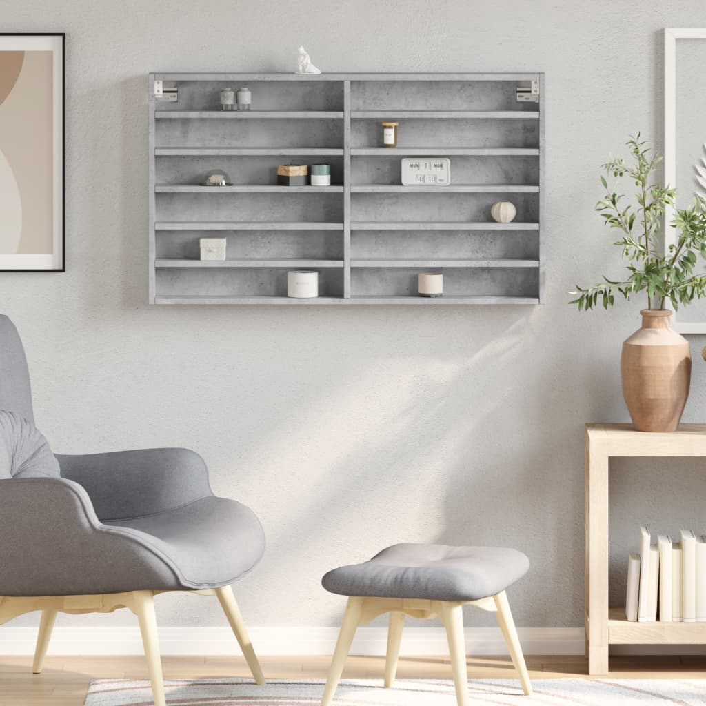 Vitrine Cabinet 100x8.5x58 cm Engineered Wood Concrete grey