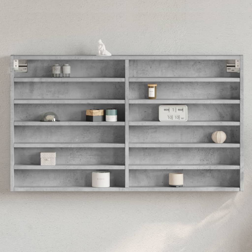 Vitrine Cabinet 100x8.5x58 cm Engineered Wood Concrete grey