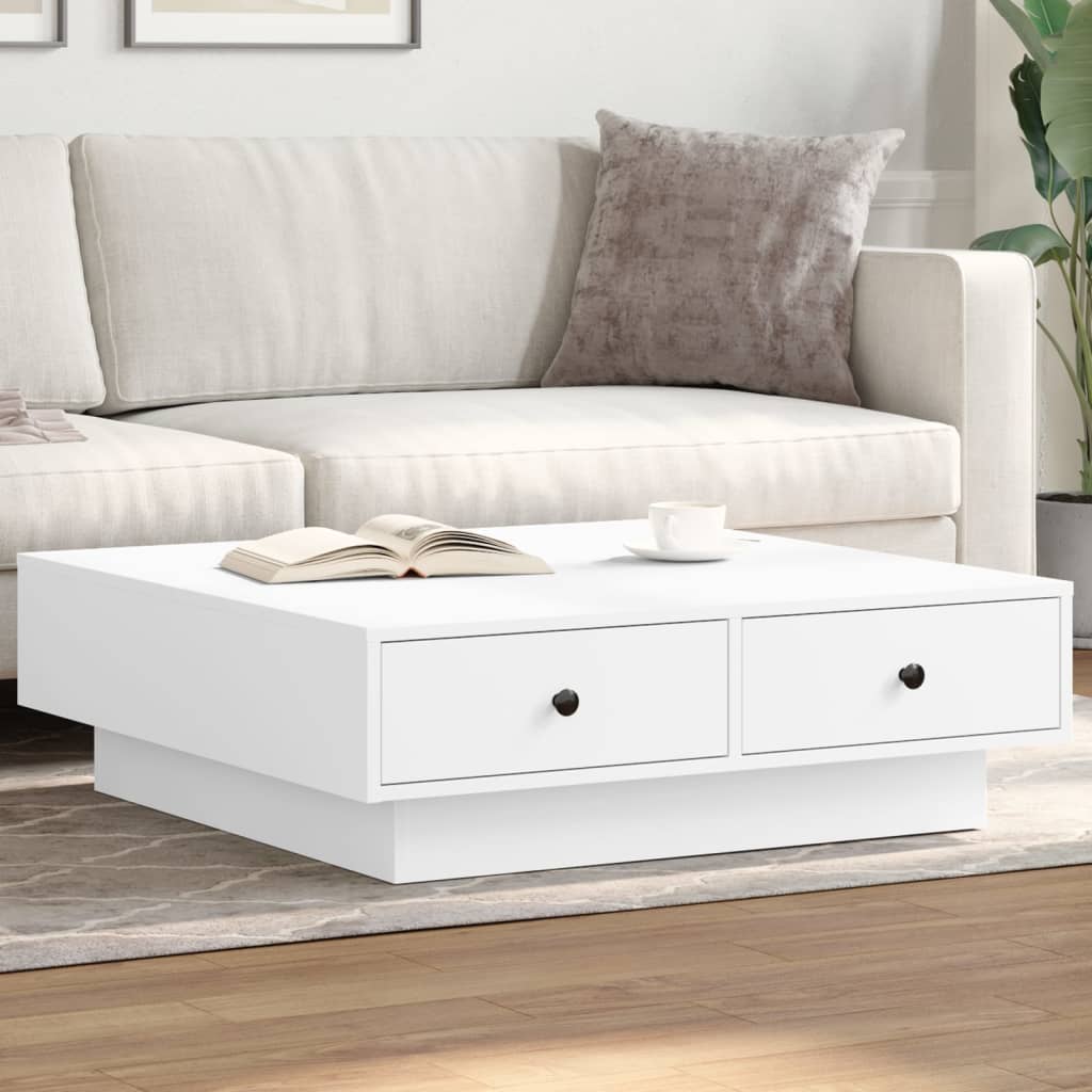 Coffee Table Engineered Wood Width 90 cm White 28 cm 90 cm