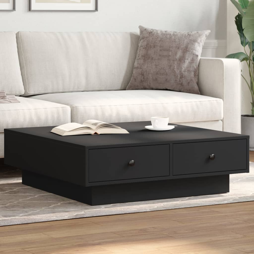 Coffee Table Engineered Wood Width 90 cm Black 28 cm 90 cm