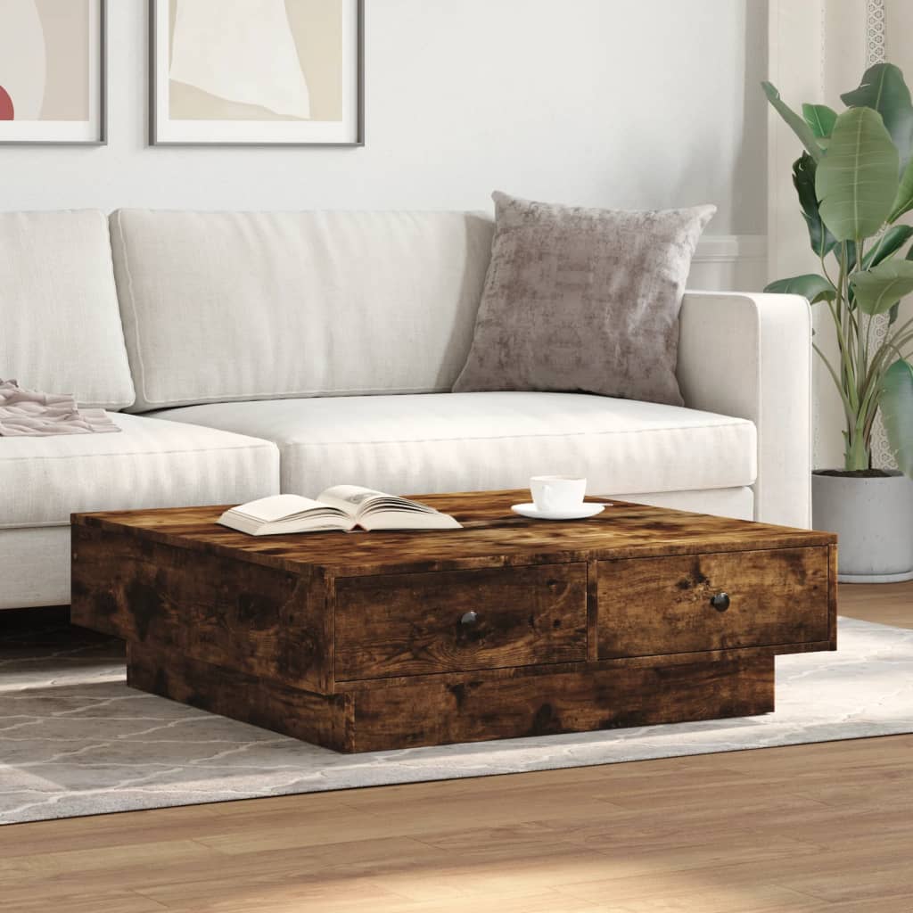 Coffee Table Engineered Wood Width 90 cm Smoked oak 28 cm 90 cm