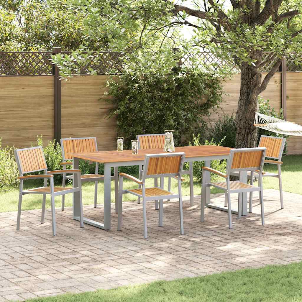 Stacking Chair Brown Solid Acacia Wood Stackable 6