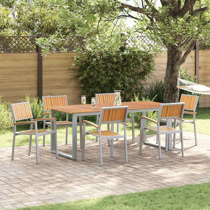 Stacking Chair Brown Solid Acacia Wood Stackable 6