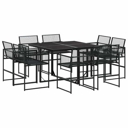 vidaXL 9 Piece Garden Dining Set Black Poly Rattan 2