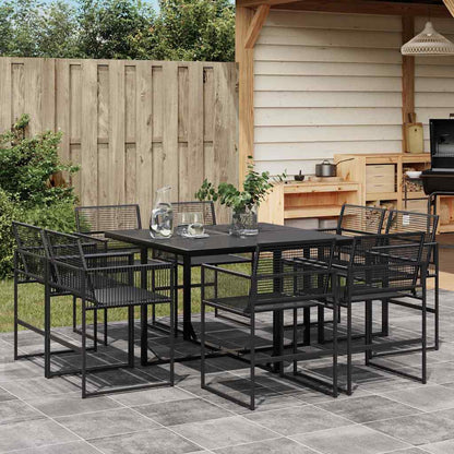 vidaXL 9 Piece Garden Dining Set Black Poly Rattan 1