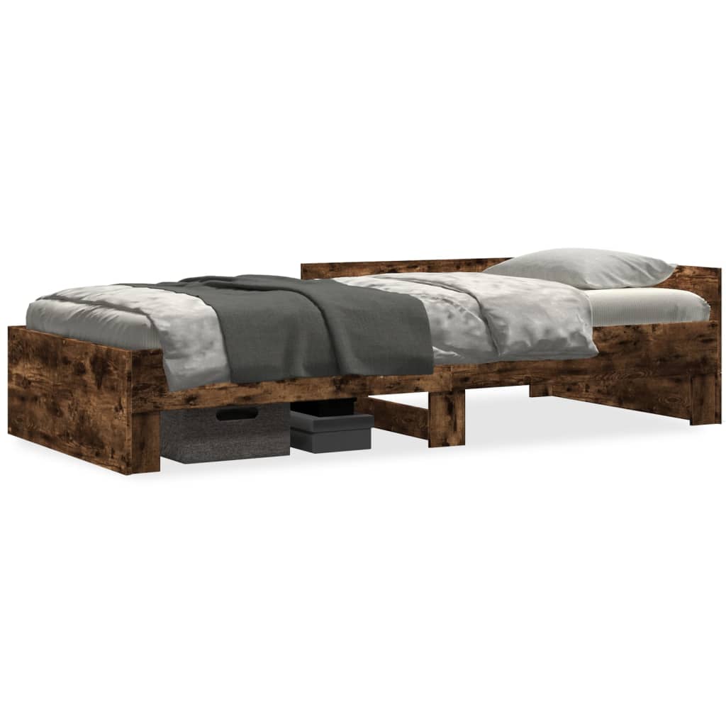 Bed Frame without Mattress Engineered Wood Length 190 cm Smoked oak 90 cm