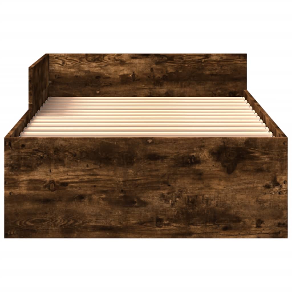 Bed Frame without Mattress Engineered Wood Length 190 cm Smoked oak 90 cm