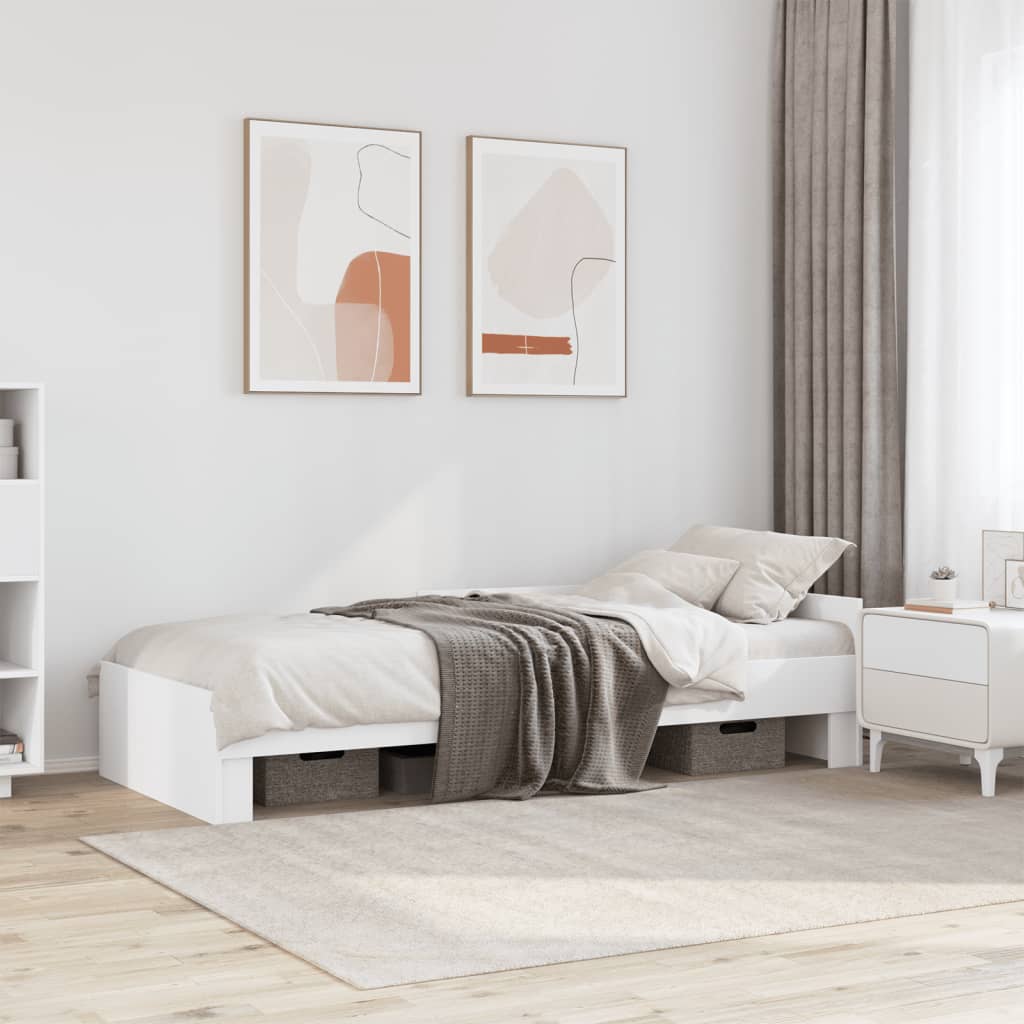 Bed Frame without Mattress Engineered Wood Length 190 cm White 75 cm