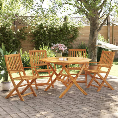 vidaXL 5 Piece Folding Garden Dining Set Solid Wood Acacia 1