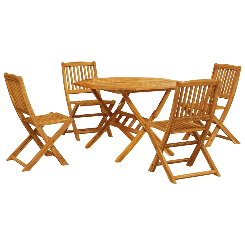 vidaXL 5 Piece Folding Garden Dining Set Solid Wood Acacia 2