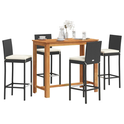 vidaXL 5 Piece Garden Bar Set Solid Wood Acacia and Poly Rattan