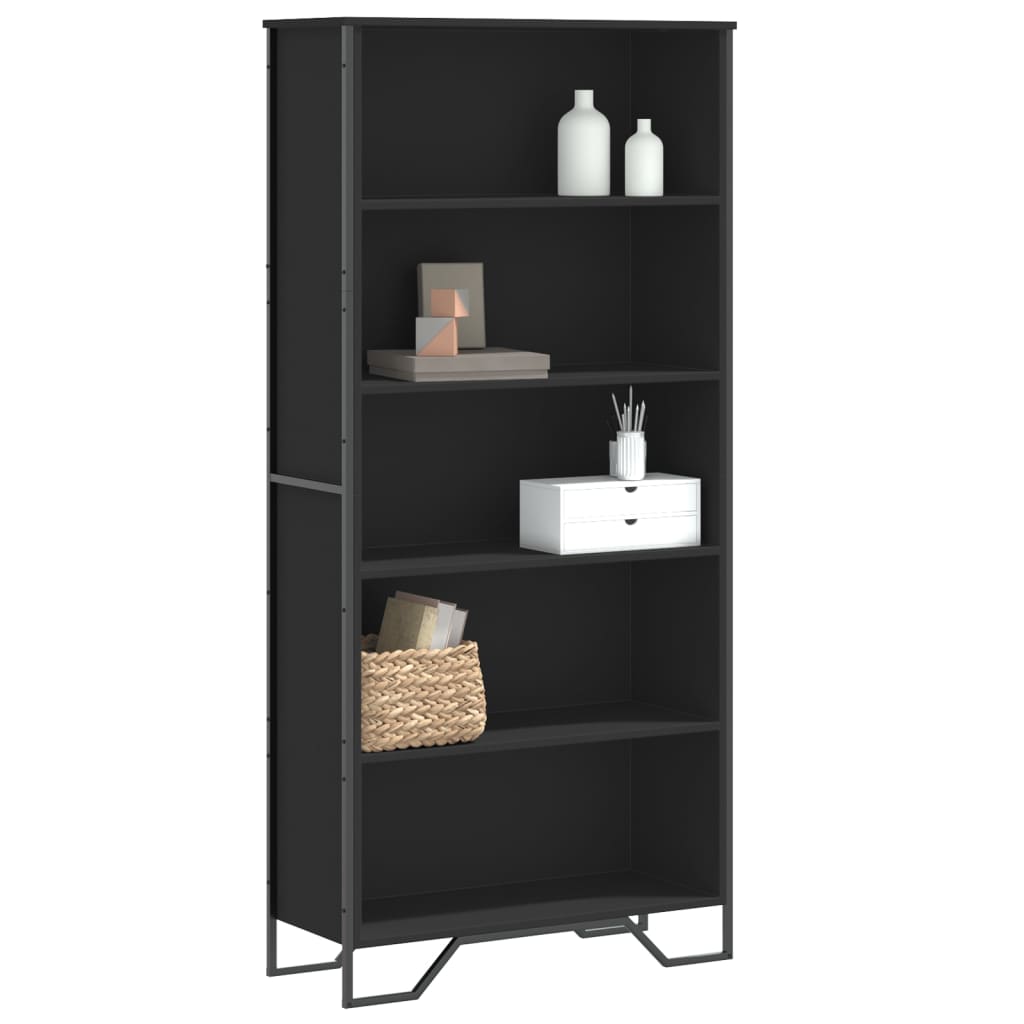 Bookcase 80x31x106 cm Engineered Wood Black 169 cm
