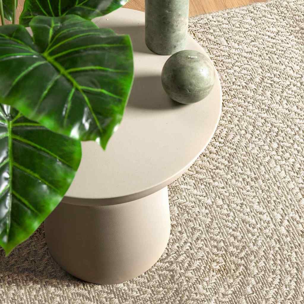 Rug ZIZUR Jute Look Indoor and Outdoor Round Cream 80 x 200 cm