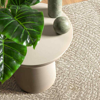 Rug ZIZUR Jute Look Indoor and Outdoor Round Cream 80 x 200 cm