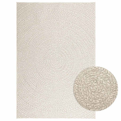Rug ZIZUR Jute Look Indoor and Outdoor Round Cream 120 x 170 cm