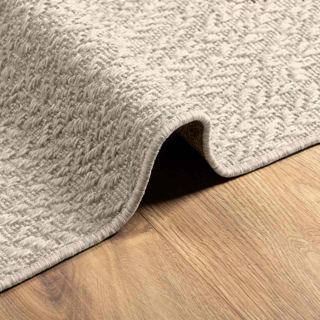Rug ZIZUR Jute Look Indoor and Outdoor Round Cream 120 x 170 cm