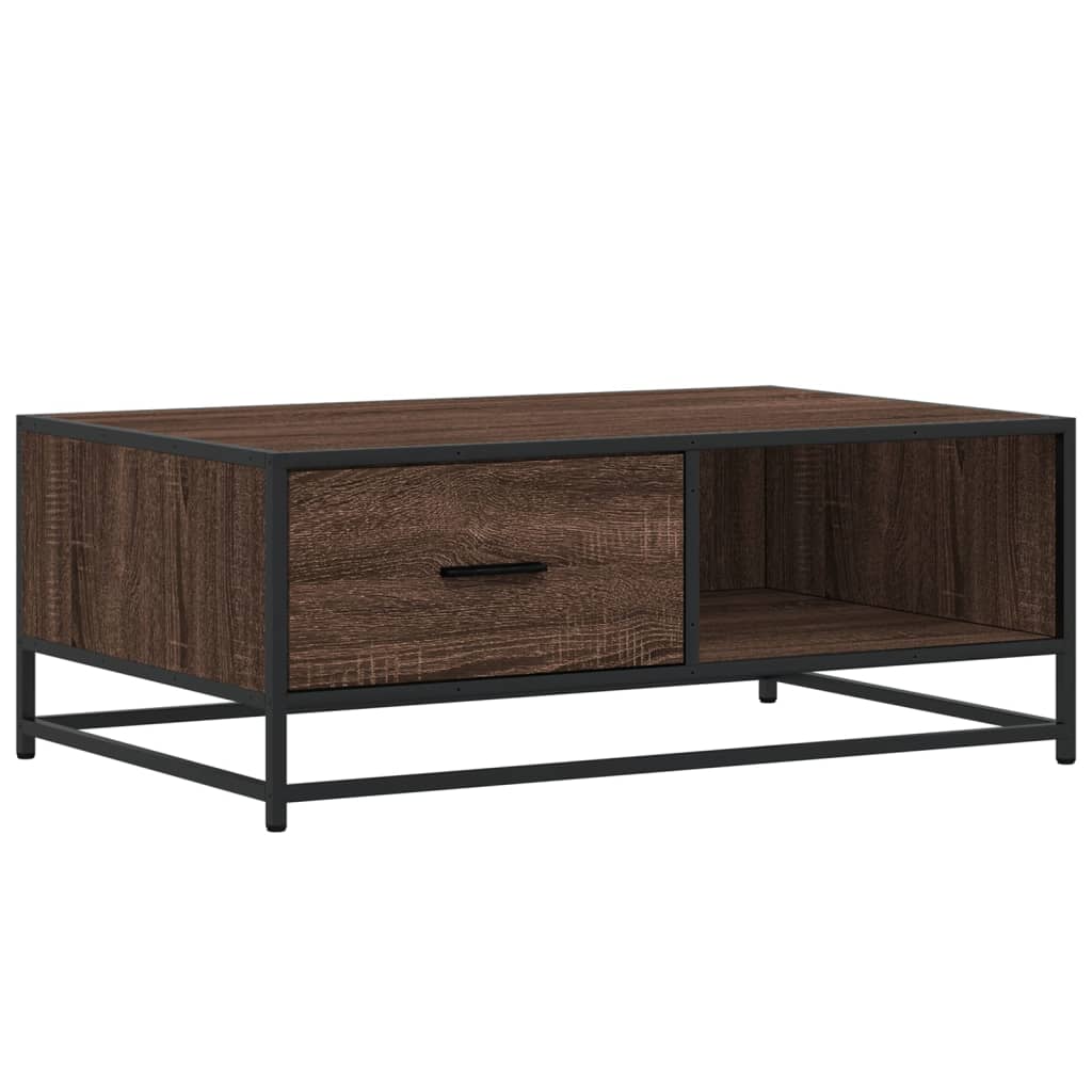 Coffee Table 90x57x35 cm Engineered Wood and Metal Brown oak