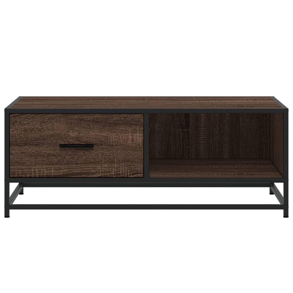 Coffee Table 90x57x35 cm Engineered Wood and Metal Brown oak