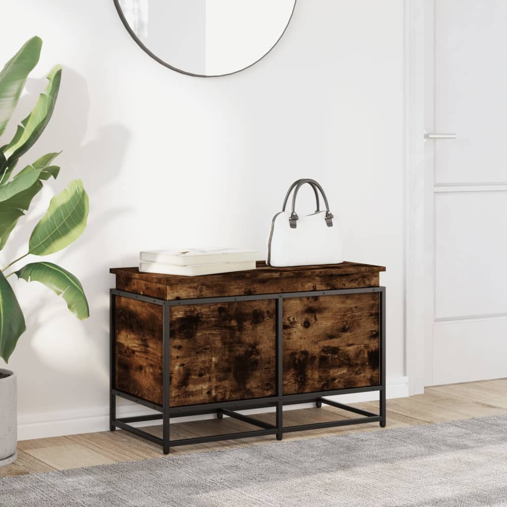 Storage Box with Lid 40x40x51,5 cm Engineered Wood Smoked oak 80 x 40 x 51.5 cm