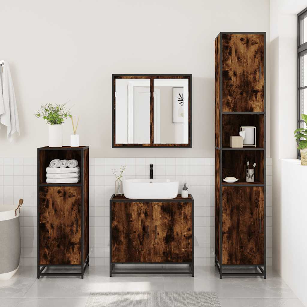 Bathroom Cabinet 35x37,5x100 cm Engineered Wood Smoked oak
