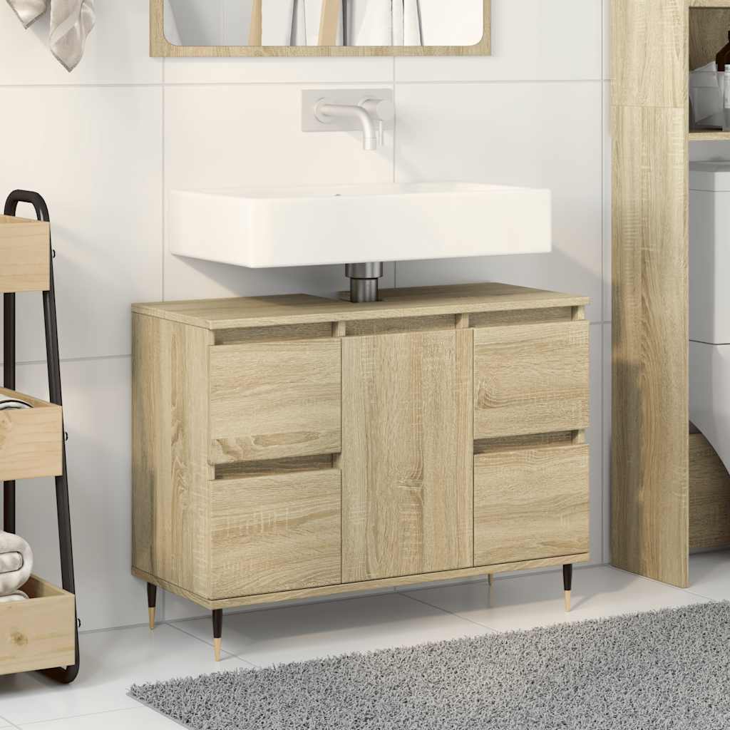 Bathroom Cabinet 80x33x60 cm Engineered Wood Sonoma oak