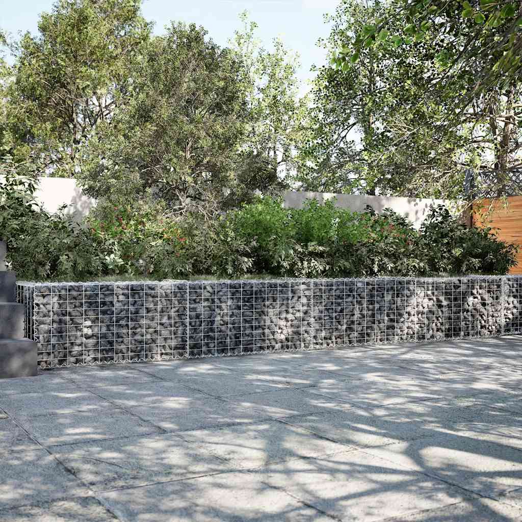vidaXL Gabion Basket with Cover 700x50x50 cm Galvanised Iron 1