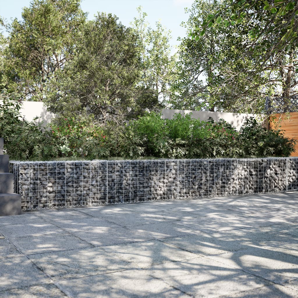 vidaXL Gabion Basket with Cover 900x50x50 cm Galvanised Iron 1
