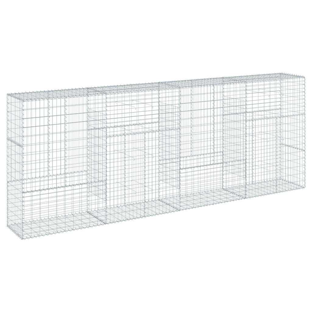 vidaXL Gabion Basket with Cover 400x50x150 cm Galvanised Iron 2