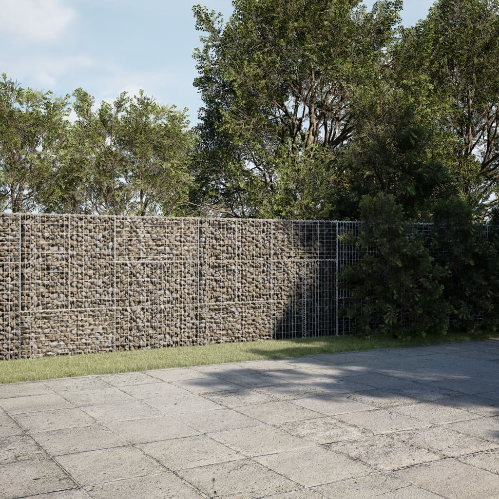 vidaXL Gabion Basket with Cover 400x50x150 cm Galvanised Iron 1