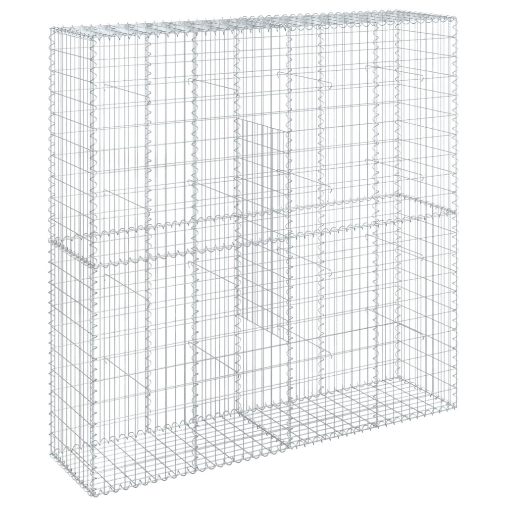 vidaXL Gabion Basket with Cover 200x50x200 cm Galvanised Iron 2