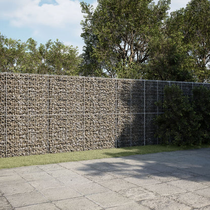 vidaXL Gabion Basket with Cover 400x50x200 cm Galvanised Iron 1