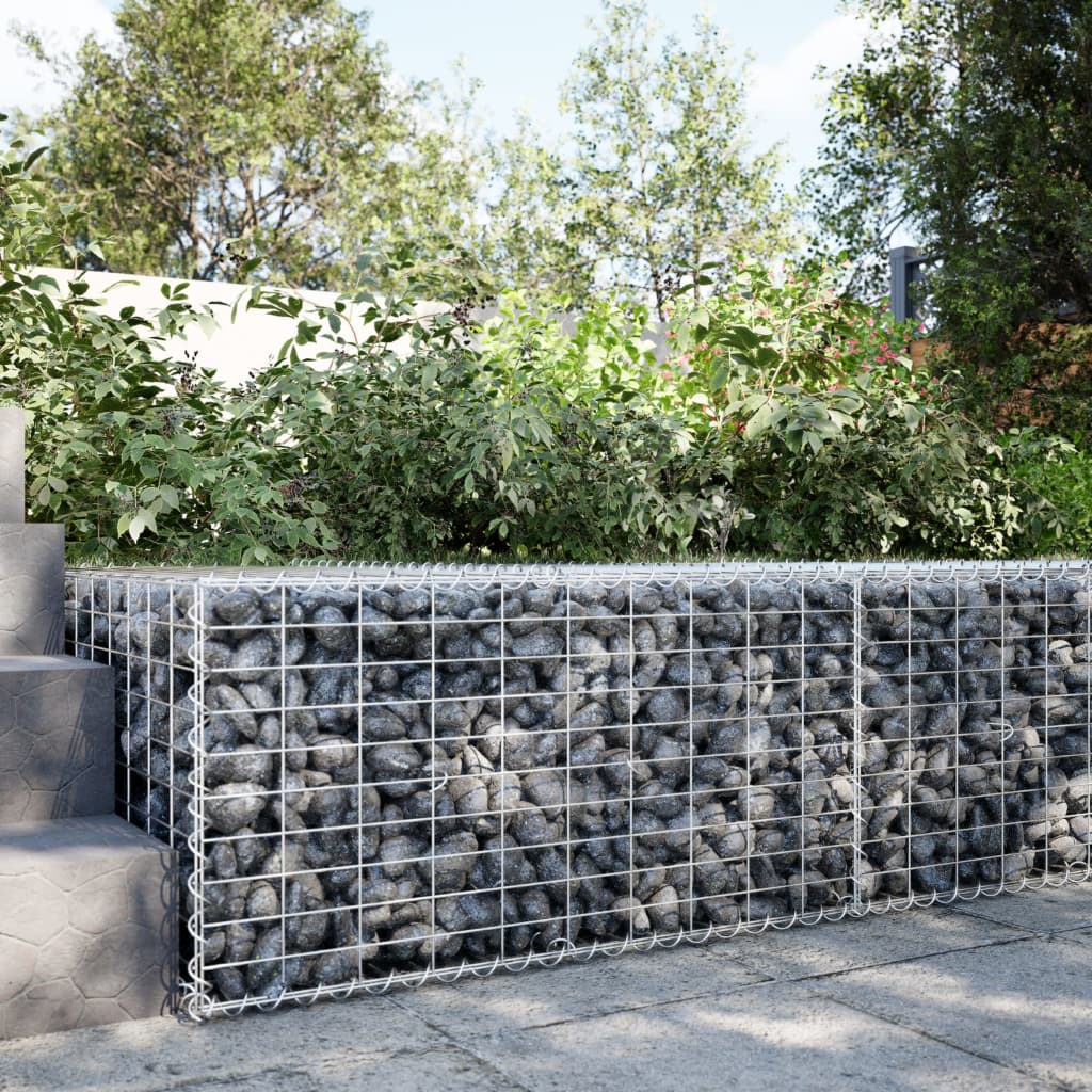 vidaXL Gabion Basket with Cover Galvanised Iron Depth 100 cm Height 50 cm