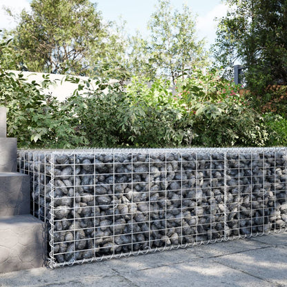 vidaXL Gabion Basket with Cover Galvanised Iron Depth 100 cm Height 50 cm
