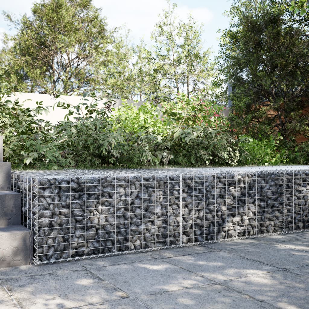 vidaXL Gabion Basket with Cover Galvanised Iron Depth 100 cm Height 50 cm